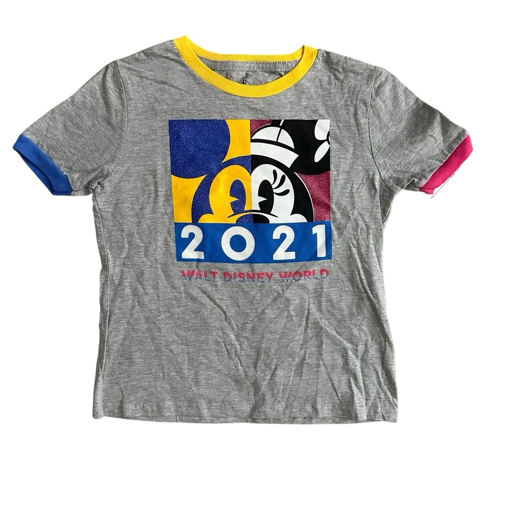 Disney World 2021 Girl's Glitter Tee Shirt‎ Top Size M